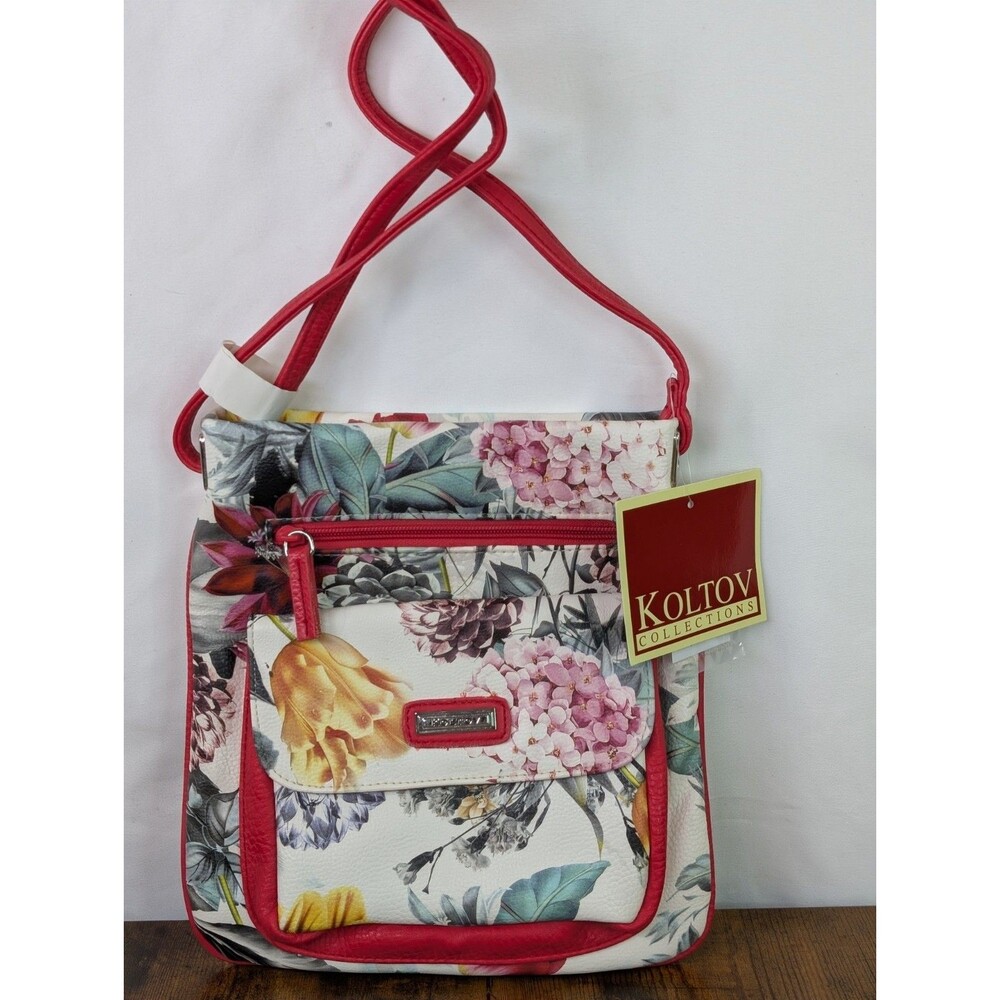 Designer Purse Koltov Cross Body Handbag Floral Design Mult-pocket New with tags